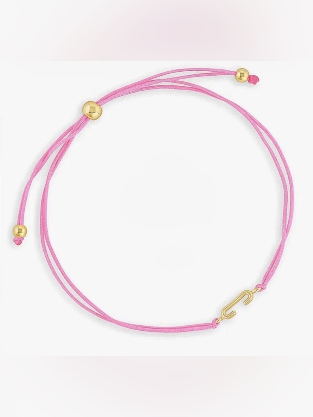 Gorjana New Alphabet Prism Bracelet Pink Cord with Gold Plated C Initial Charm